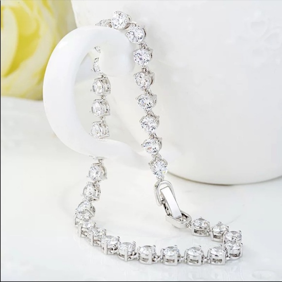 NEW 925 STERLING SILVER ROUND DIAMOND BRACELET, NICE BRACELET, CUTE BRACELET - Picture 5 of 7